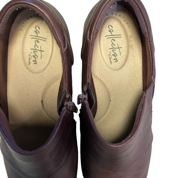 Clarks collection Emslie Guide size 8 low block comfort heel Burgundy brown hue - Picture 4 of 9